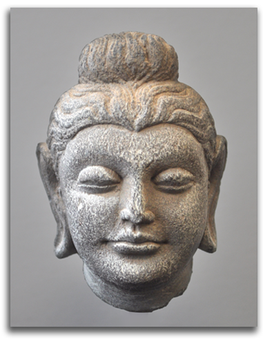 Image of carved Buddha head.