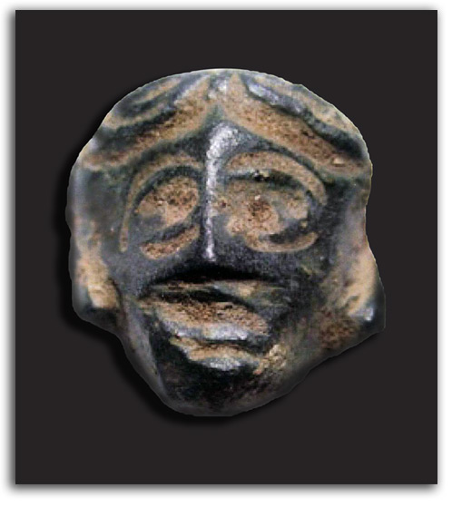 Image of bronze warrior head.