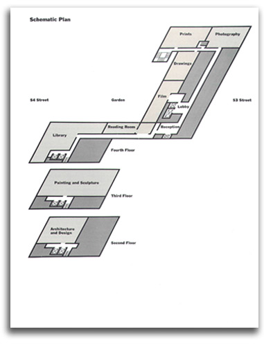 Image of schematic for MOMA floorplan, 1968.