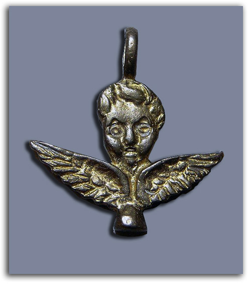 Image of angel head with wings.